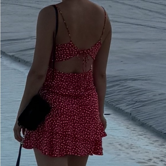 Zara Red Floral Midi Dress - Picture 3 of 5